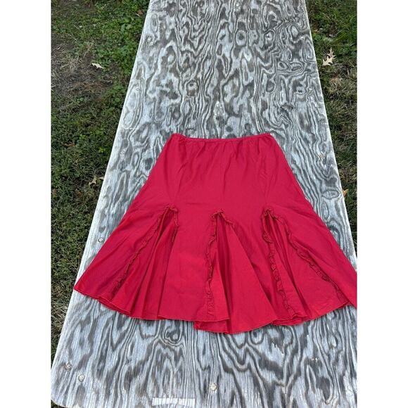 Allison Taylor Womens Skirt Sz Medium Dark‎ Red Flair Fairy Ruffled Fall Spring - Picture 5 of 6